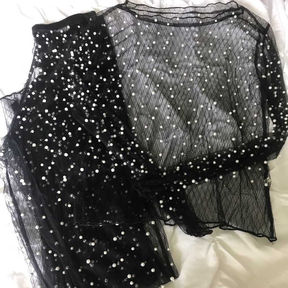 Two Piece Pants Mesh Outfit